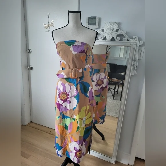 Maeve/ Anthropologie Floral Strapless Midi Skirt - Picture 7 of 11